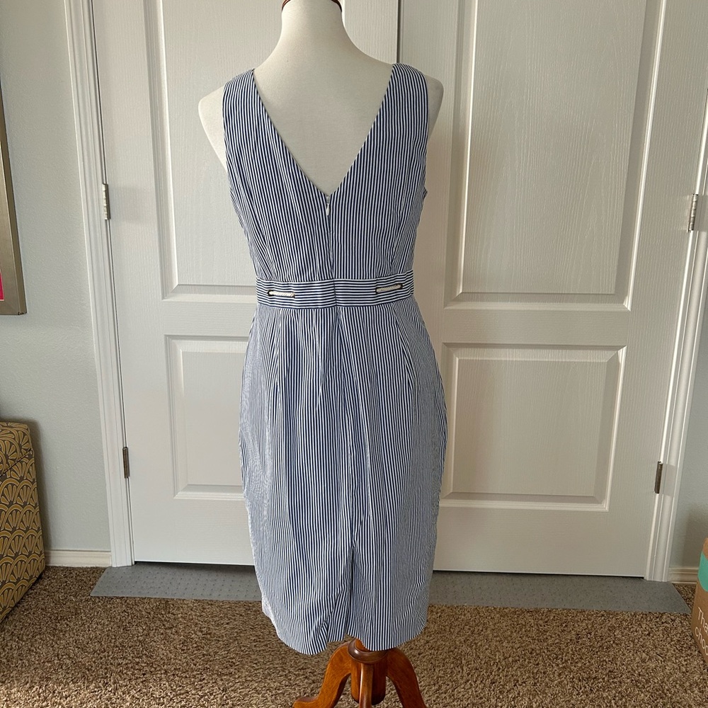 J Crew Blue and White Striped Pencil Dress - Picture 4 of 7